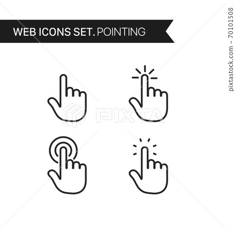 Hand pointing. Thin line icons vector set Hand pointing. Thin line icons vector set 70101508