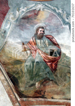 Saint Paul the Apostle, fresco in the Church of All Saints, Sesvete, Croatia, Europe Saint Paul the Apostle, fresco in the Church of All Saints, Sesvete, Croatia, Europe 70101637