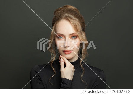 Nice model woman on black background 70102730