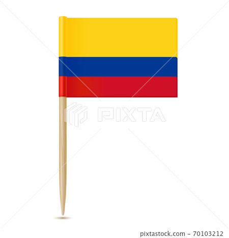 Colombia flag toothpick on white background 70103212