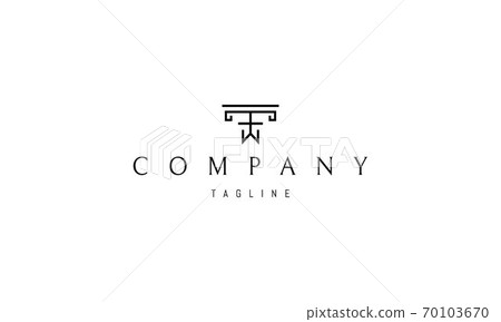 Vector logo on which an abstract image of a greek column in the form of letters T,W. Vector logo on which an abstract image of a greek column in the form of letters T,W. 70103670