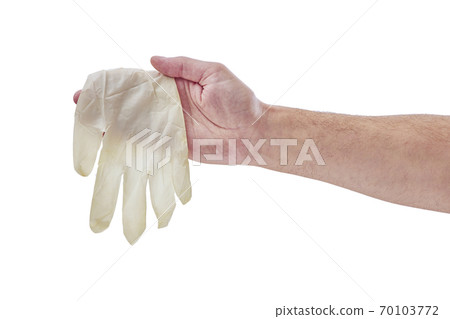 Male hand in white medical glove isolated on white background 70103772