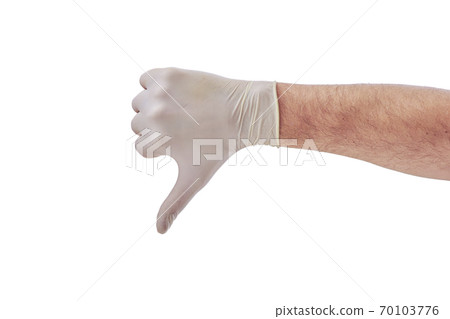 Male hand in white medical glove isolated on white background Male hand in white medical glove isolated on white background 70103776