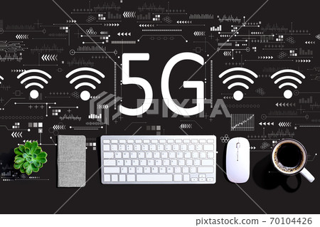 5G network with a computer keyboard 70104426