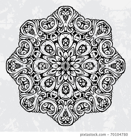 Beautiful and elegant monochromatic and black symmetrical mandala designs on abstract Gray background Beautiful and elegant monochromatic and black symmetrical mandala designs on abstract Gray background 70104780