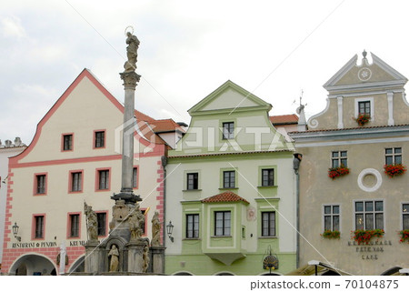 Pest Memorial Pillar in Svornosty Square, Old Town of Cesky Krumlov, Czech Republic 70104875