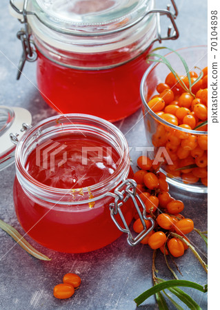 Sea buckthorn jam closeup 70104898