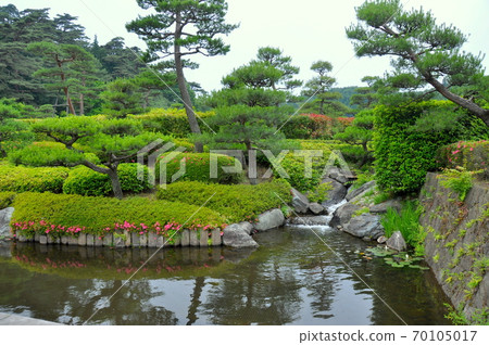 國家歷史遺跡鬆平貞信 Sadanobu Matsudaira 建造的日本最古老的公園 南光公園 照片素材 圖片 圖庫