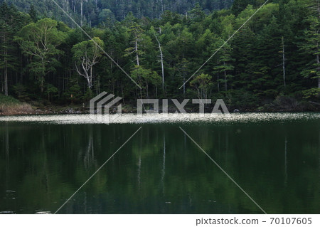 Northern Yatsugatake in early autumn, mysterious twin pond, female pond, birch 70107605