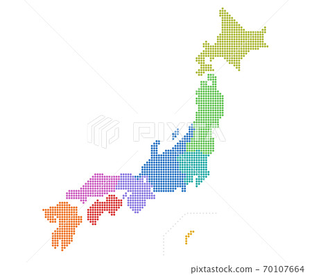 Dot map of Japan (eps has layers for each prefecture) 70107664