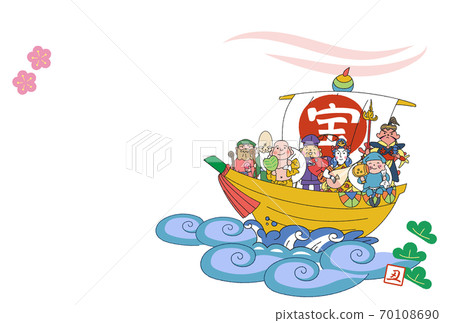 2021 Seven Lucky Gods New Year's card material illustration 70108690
