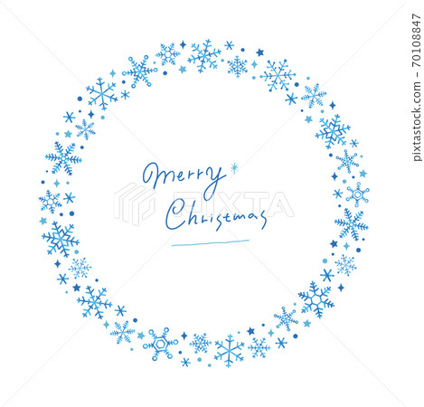 Round frame of snowflakes blue - Stock Illustration [70108847] - PIXTA