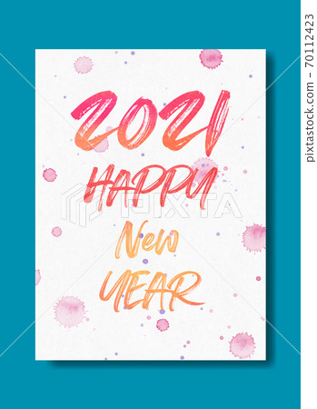 Happy new year 2021. Watercolor Greetings card. abstract background. Vector illustration. 70112423
