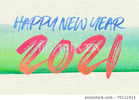Happy new year 2021. Watercolor Greetings card. abstract background. Vector illustration. 70112425