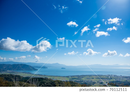 從滋賀縣高島市琵琶湖函館山的山頂眺望琵琶湖 70112511