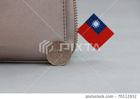 One coin of Taiwan ten dollars money on obverse One coin of Taiwan ten dollars money on obverse 70112932