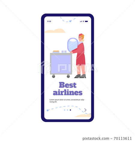Best airlines onboaring page for mobile app, flat cartoon vector illustration 70113611