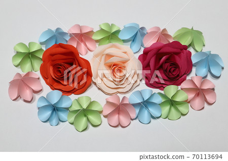 Handmade rose flowers made from origami 70113694