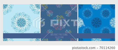 Set of seamless patterns. Mandala circle. Round ornament on white background. vector illustration. Simple floral mandala print. Abstract flower medallion 70114260