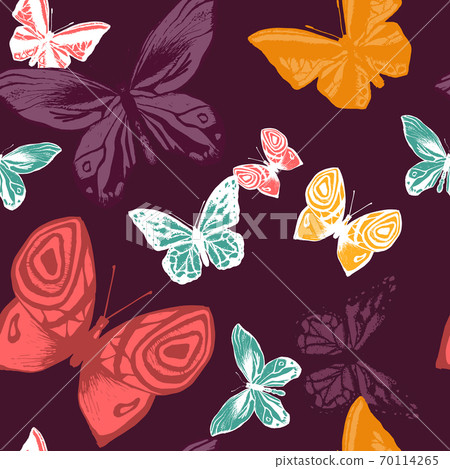 Seamless Pattern with batterfly. Beauty in Nature. Background for Fabric, Textile, Print and Invitation. Vector illustration 70114265