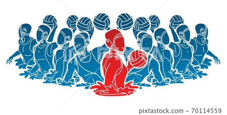 Group of water polo players  action cartoon graphic vector 70114559