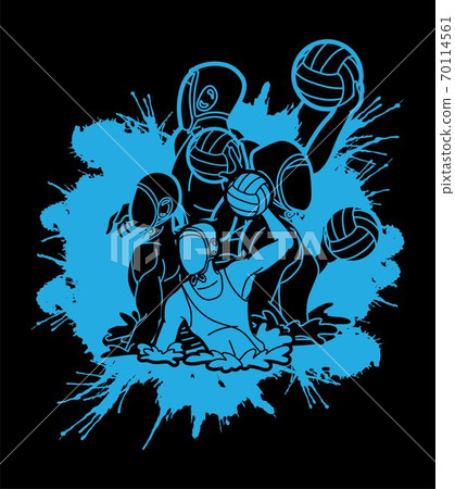 Group of water polo players action cartoon graphic vector Group of water polo players action cartoon graphic vector 70114561