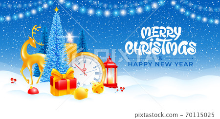 Merry Christmas And Happy New Year Greeting 70115025