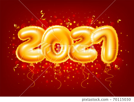 Balloons Numbers 2021 On Red Festive Background Balloons Numbers 2021 On Red Festive Background 70115030