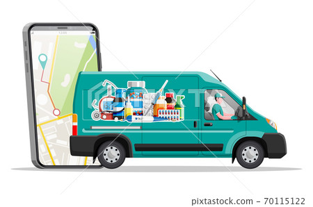 Van for delivery drugs and smartphone Van for delivery drugs and smartphone 70115122