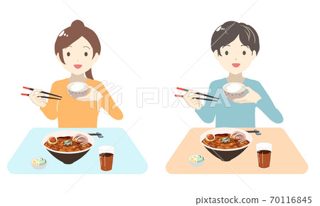 Eat rice ramen (no line) - Stock Illustration [70116845] - PIXTA