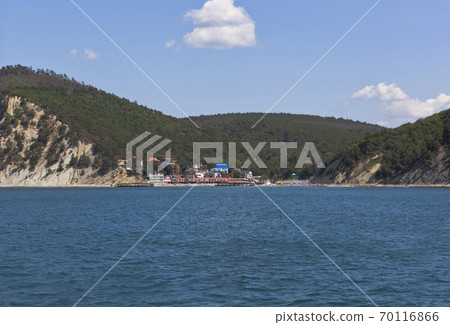 Resort settlement Dzhanhot on the Black Sea coast in district of Gelendzhik, Krasnodar region, Resort settlement Dzhanhot on the Black Sea coast in district of Gelendzhik, Krasnodar region, 70116866