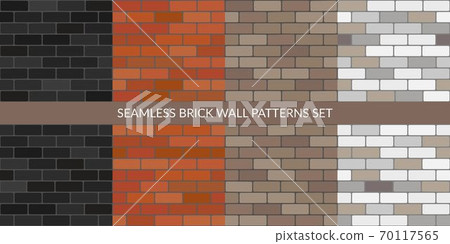 Flat Brick Walls Seamless Texture Decorative Background Vector Illustration Set 70117565