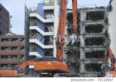Building demolition site Building demolition site 70118087