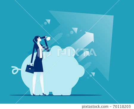The Business search investment and piggy bank - Stock Illustration ...