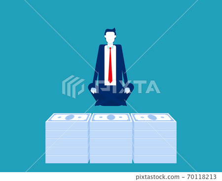 Business doing lotus position sitting. Business financial concept. Flat cartoon vector style 70118213