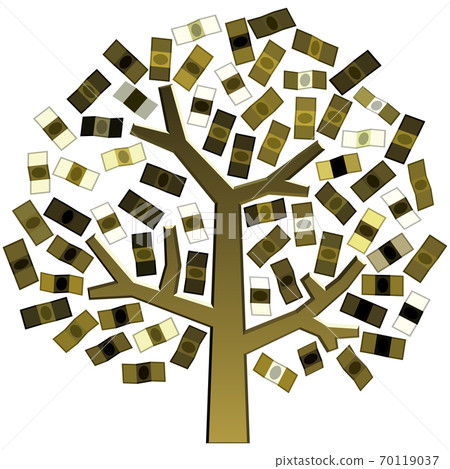 Money tree image Semi-three-dimensional icon Vector illustration Gold background transparent Money tree image Semi-three-dimensional icon Vector illustration Gold background transparent 70119037