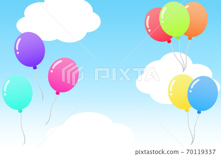 Blue sky background rectangular balloons and clouds 70119337