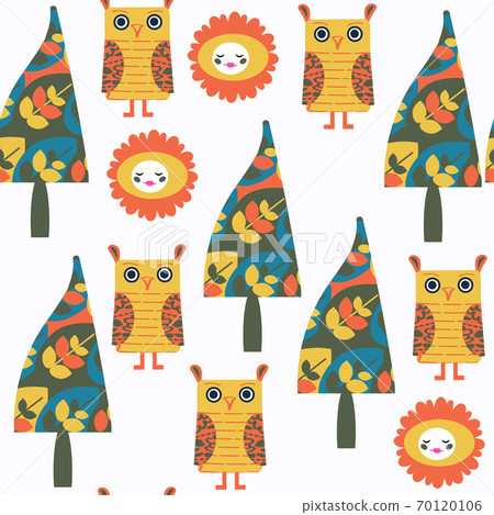 Abstract owls vector seamless pattern, It is located in swatch menu Abstract owls vector seamless pattern, It is located in swatch menu 70120106