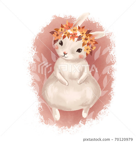 Bunny in wreath. Cute easter card Bunny in wreath. Cute easter card 70120979