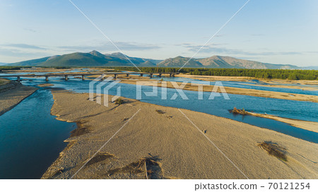 Sea bay surrounded by mountains. Peninsula Kony. The Sea of Okhotsk. Magadan Region. Russia. 70121254