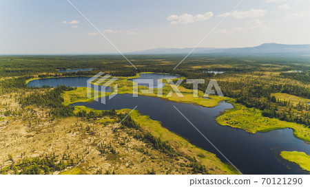 Sea bay surrounded by mountains. Peninsula Kony. The Sea of Okhotsk. Magadan Region. Russia. 70121290