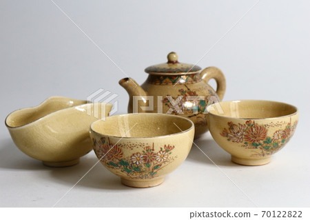 薩摩燒燒金賽Hanabun湯茶具古董九州 70122822