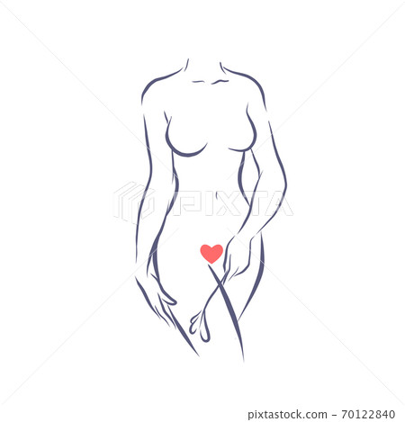 Woman naked silhouette drawing isolated on white background. Woman naked silhouette drawing isolated on white background. 70122840