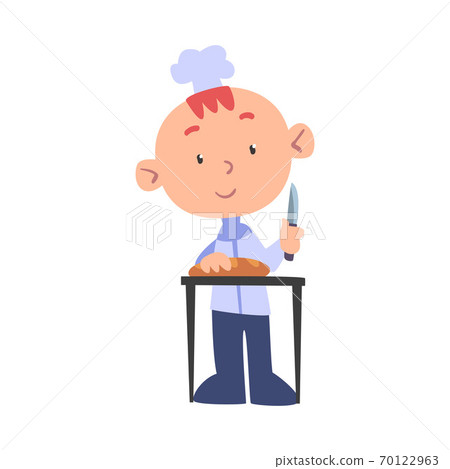 Boy Chef Cook Cutting Loaf Bread with Knife,... - Stock Illustration  [70122963] - PIXTA