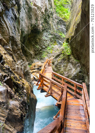Sigmund Thun Gorge. Cascade valley of wild Kapruner Ache near Kaprun, Austria 70123829