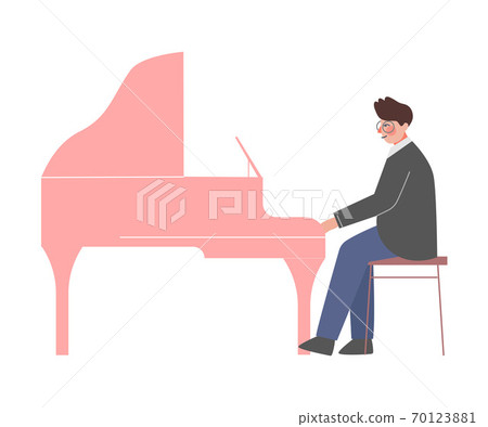 Man Musician Playing Grand Piano, Classical Music Male Performer Character with Musical Instrument Flat Style Vector Illustration Man Musician Playing Grand Piano, Classical Music Male Performer Character with Musical Instrument Flat Style Vector Illustration 70123881