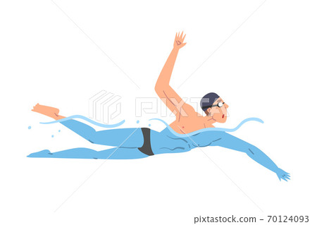 Male Athlete Swim in Swimming Pool, Person in... - Stock Illustration ...