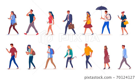Characters of people walking down the street 70124127