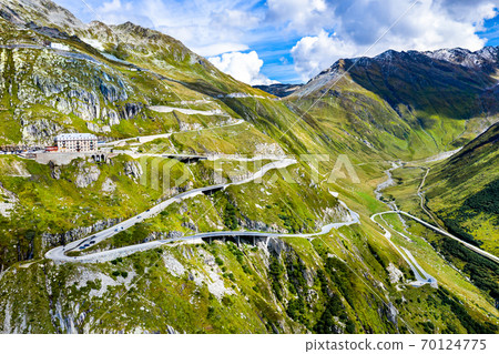 Road to Furka Pass in Switzerland Road to Furka Pass in Switzerland 70124775