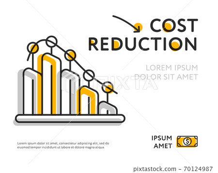 Lowering infographic chart showing cost reduction Lowering infographic chart showing cost reduction 70124987